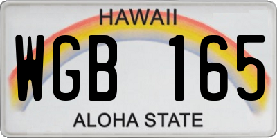 HI license plate WGB165