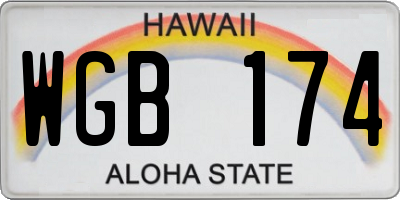 HI license plate WGB174