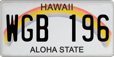 HI license plate WGB196