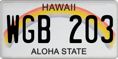 HI license plate WGB203