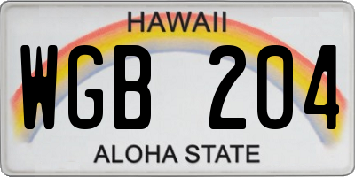 HI license plate WGB204