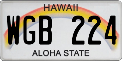 HI license plate WGB224