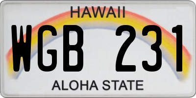 HI license plate WGB231