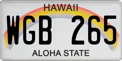 HI license plate WGB265