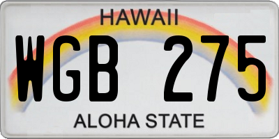 HI license plate WGB275