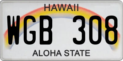 HI license plate WGB308