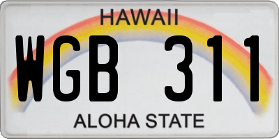 HI license plate WGB311