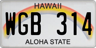 HI license plate WGB314