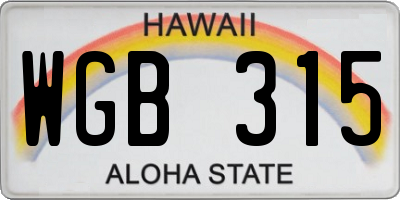 HI license plate WGB315