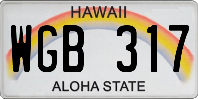 HI license plate WGB317