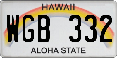 HI license plate WGB332