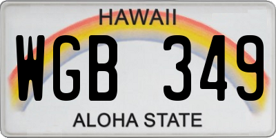 HI license plate WGB349