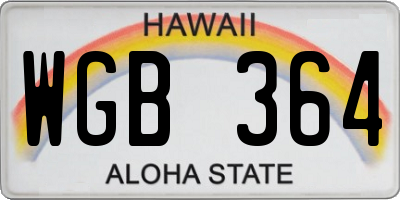 HI license plate WGB364