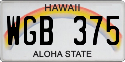 HI license plate WGB375