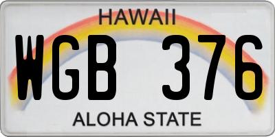 HI license plate WGB376