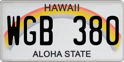 HI license plate WGB380