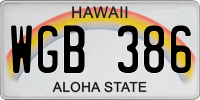 HI license plate WGB386