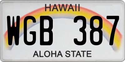 HI license plate WGB387