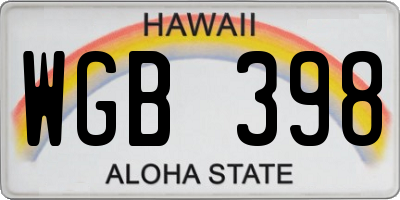 HI license plate WGB398