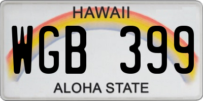 HI license plate WGB399