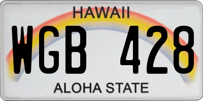 HI license plate WGB428