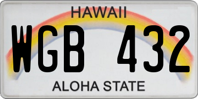 HI license plate WGB432