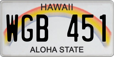 HI license plate WGB451