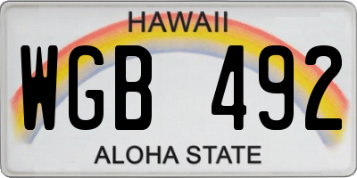 HI license plate WGB492
