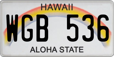 HI license plate WGB536