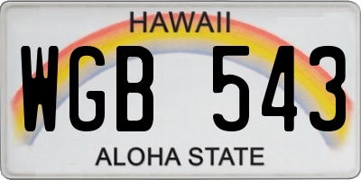 HI license plate WGB543