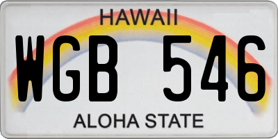 HI license plate WGB546