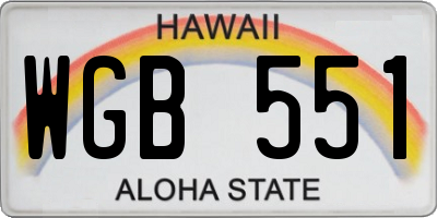HI license plate WGB551