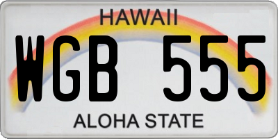HI license plate WGB555