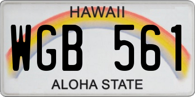 HI license plate WGB561