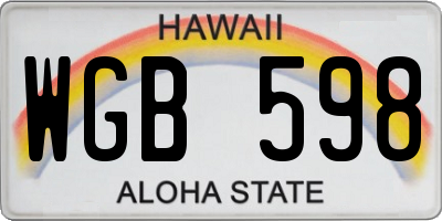 HI license plate WGB598
