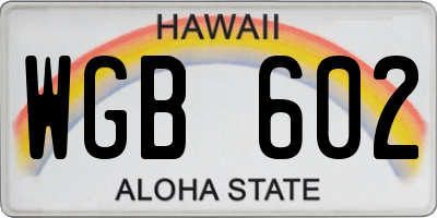 HI license plate WGB602