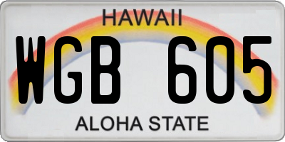 HI license plate WGB605