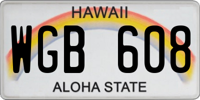 HI license plate WGB608