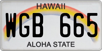 HI license plate WGB665