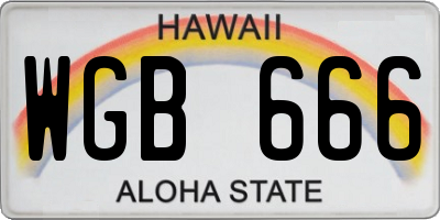 HI license plate WGB666