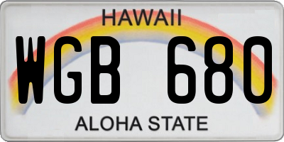 HI license plate WGB680