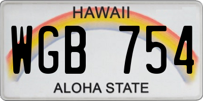 HI license plate WGB754