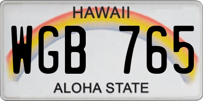 HI license plate WGB765
