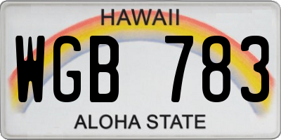 HI license plate WGB783