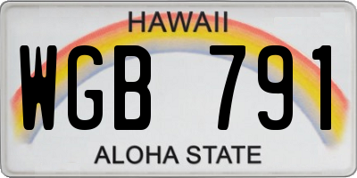 HI license plate WGB791