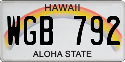 HI license plate WGB792