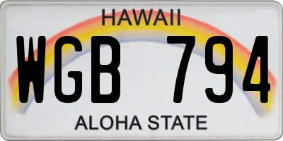 HI license plate WGB794