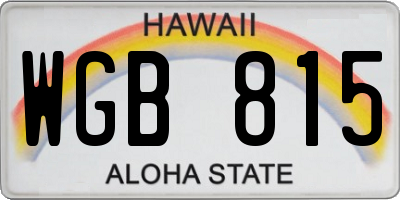 HI license plate WGB815