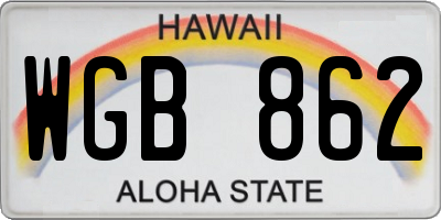 HI license plate WGB862