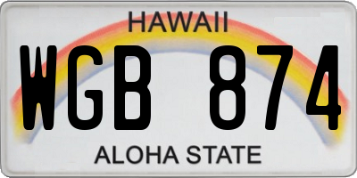 HI license plate WGB874